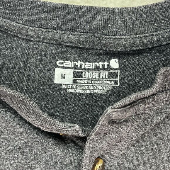 Carhartt Mens M Henley T-Shirt Pocket Tee 3 Buttons Casual Blue Gray Cotton - Picture 5 of 12